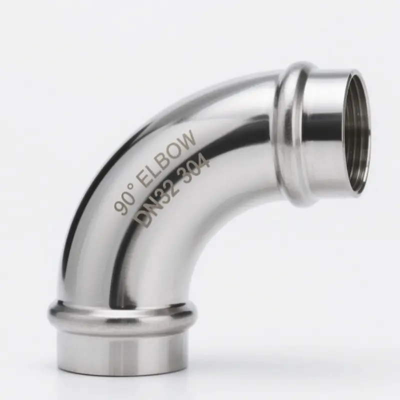 不鏽鋼雙卡90度彎頭管件